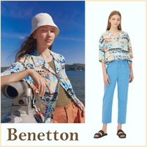 ◆Benetton(ベネトン)パターン シャツ型 ブラウス