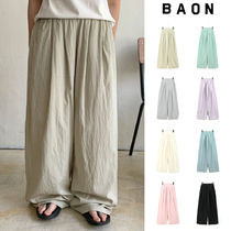 【BAON】Joy color banding wide nylon pants