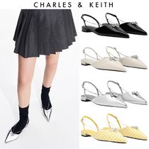 台湾 CHARLES&KEITH フラワーアクセントスリングバック フラット