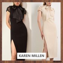 【KAREN MILLEN】アップリケ タイネック ミディドレス（送料込)