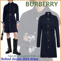 Burberry ◆ベルト付きデニムシャツワンピース