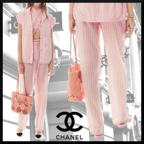 ☆ストライプで細見え☆【CHANEL】プリント コットン パンツ