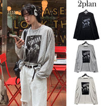 【2plan】Supima printed linen long sleeve t-shirt