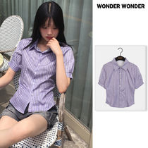 【WONDER WONDER】Two-Win Stripe Slim Fit Cropped S/S Sh