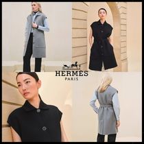 【24AW カシミヤ100%】HERMES  ベルト付 ロング ベスト