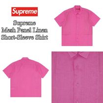 【Supreme】Mesh Panel Linen ShortSleeve Shirt★Pink★24SS★