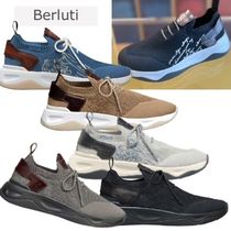 【Berluti】Shadow レザー ニット ロゴ B スニーカー ローカット