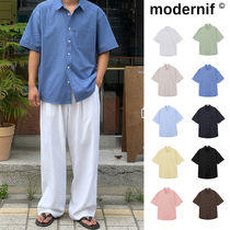 【MODERNIF】Ness Linen Like Short Sleeve Shirt