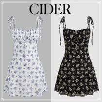 【Cider】メッシュ 花結び ミニ ドレス 2色