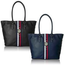 TOMMY HILFIGER ゴールドメタルロゴ トップジップ トートバッグ