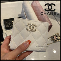 【高級感溢れるホワイト】CHANEL★折り畳み財布★キャビアスキン