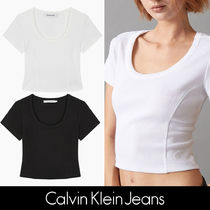 【CALVIN KLEIN】◆CK Jeans クロップリブトップス◆送料無料◆