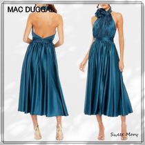 MAC DUGGAL☆プリーツ シャルムーズ ハイネック ミディドレス♪