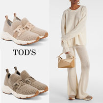 もこもこニット*TOD'S* レザー付きニットスニーカー 2色