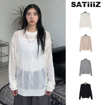 【SATIIIZ】remine see-through cable knitwear