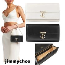 【JIMMY CHOO】レザーウォレット、パールストラップ