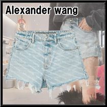 関送込! alexander wang プリントロゴ デニム ショートパンツ