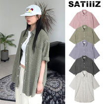 【SATIIIZ】Holden Linen Check Short Sleeve Shirt