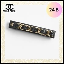 24B【CHANEL】上品なゴールドメタルが光る★ロゴ バレッタ