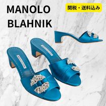 ジュエリー ★ MANOLO マノロ Prina Satin Jewel Buckle Mules