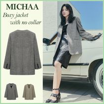 ◆MICHAA(ミーシャ)ノーカラー型ボクシーなジャケット