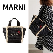 MARNI /マル二　フェイクラフィアトートバッグウェビングトリム