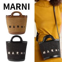 MARNI /マル二　Tropicaliaラフィアスモールバケットバッグ