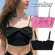 RONRON★韓国★人気★RIBBON JERSEY BUSTIER TOP 2色 リボン