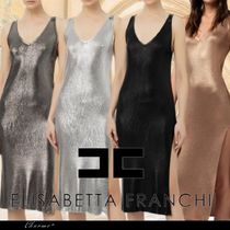 【ELISABETTA FRANCHI】ミディドレス ノースリーブ Vネック