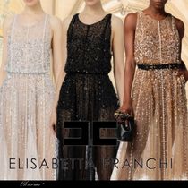 【ELISABETTA FRANCHI】ミディドレス スパンコール チュール