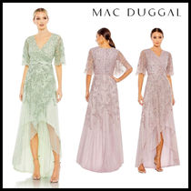MAC DUGGAL スパンコール付バタフライスリーブハイローガウン