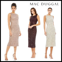 MAC DUGGAL ノースリーブ スパンコール ミディ シース ドレス