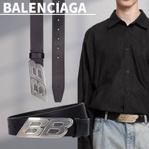 人気★関税込【BALENCIAGA】BB Moto レザーベルト 3.5cm