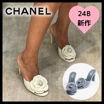 【24B◆カメリアとCCロゴが可愛い♪】CHANEL ミュール サンダル