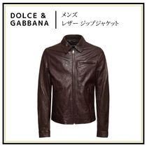 【DOLCE & GABBANA】メンズ スムースレザーのジップジャケット