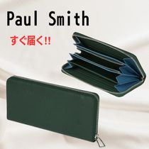 すぐ届く！Paul Smithドローイングラウンドジップ長財布グリーン