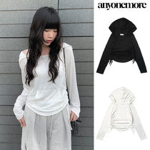 【Anyone more】Defen Hood String Long Sleeve T-shirt