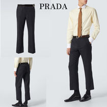 新作*PRADA* ウールギャバジン製 ストレートパンツ ブラック
