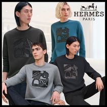 【人気】HERMES《メタルリー・オ・カレ》レザーパッチスウェット