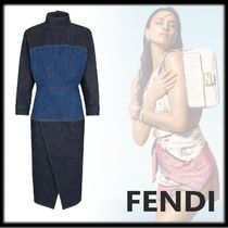 FENDI 人気 洗練 ブルーツートーンデニム ドレス