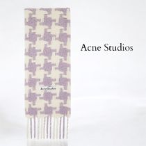 【ACNE STUDIOS】パープル＆ホワイト 千鳥格子 マフラー