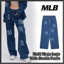 人気デニムパンツ【MLB】Multi Mega Logo Wide Denim Pants