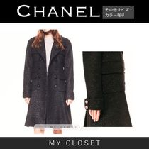 CHANEL コート ウール 無地 CC ランウェイ 黒 24b ミディ 直営店