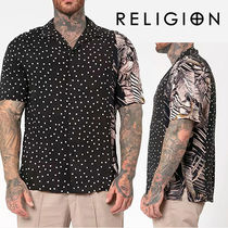 RELIGION☆PANEL SHIRT ドットプリント 半袖 カジュアルシャツ