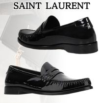 SAINT LAURENT*優美なスタイル*モノグラム ラフィア ローファー