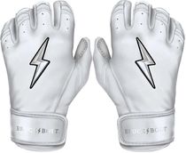 Bruce Bolt Adult Short Cuff Chrome Batting Gloves