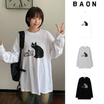 【BAON】[unisex] Nady Cat Printed Over Long Sleeve Tee