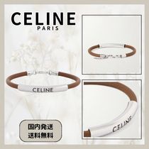 ★人気★【CELINE】ロゴ入り テクスチャードレザー ブレスレット