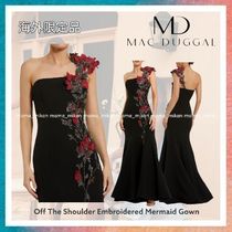 【Mac Duggal】Off The Shoulder Embroidered Mermaid Gown