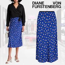 DIANE VON FURSTENBERG クレープ ミディスカート プリント入り